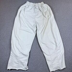 Paris Match Sweatpants Size Large White Raw Hem Fleece Baggy Stretch Waist